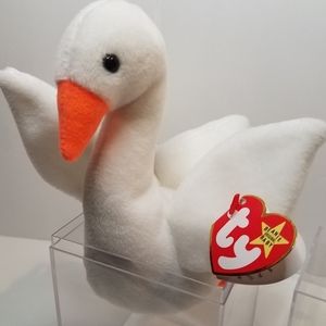 TY Gracie the Swan Beanie Baby Clear Case 90s Y2K